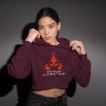You Are My Lobster Maroon Women Crop Hoodie