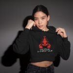 You Are My Lobster Black Women Crop Hoodie