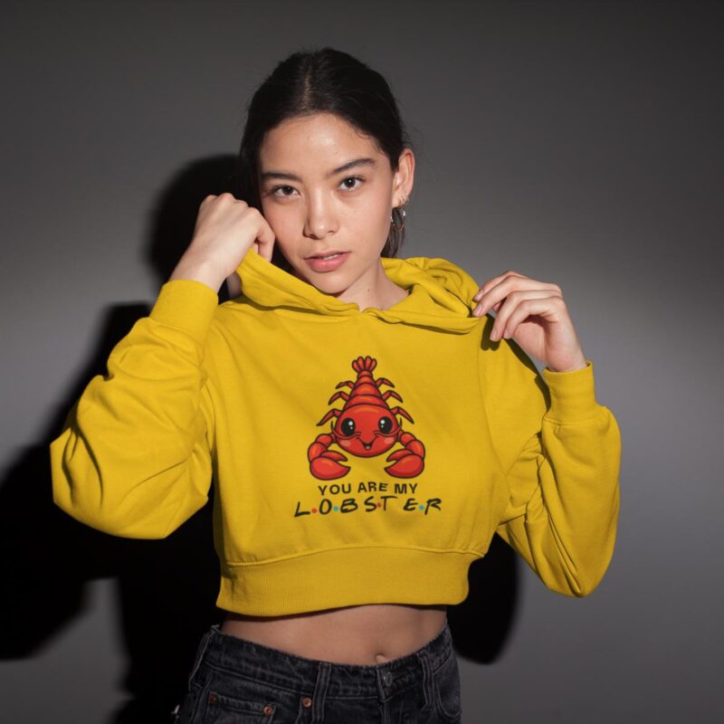 You Are My Lobster Yellow Women Crop Hoodie